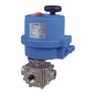 Bonomi E97T with 97T Ball Valve T-Port Stainless Steel 3-way FNPT 1000 PSI WOG and Valbia Electric Actuator Plastic Enclosure