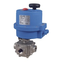 Bonomi E97X Double L Port SSteel Ball Valve and Electric Actuator