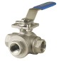 Bonomi 955N Standard T Port Ball Valve 3-Way Stainless Steel with ISO 5211 Direct Mount Pad NPT Threaded