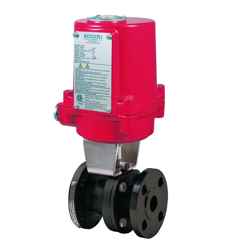 Bonomi EXM8E68F000 with Valpres 68F000 carbon steel ball Valve Split-Body ANSI 150 and Bonomi Explosion Proof Actuator