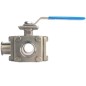 Bonomi 97L-STC Full L Port Ball Valve with Sanitary Tri-Clamp Ends 3-Way Cavity-Filled ISO 5211 Direct Mount FDA USDA 3A Approve