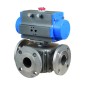 Bonomi DA97L150 with 97L150 Ball valve Block Body 3-Way Full L-port S-Steel ANSI 150 and Valbia Double Acting Pneumatic Actuator