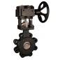 Ghibson G8101 Válvula mariposa Lug Alto rendimiento de acero carbon ANSI 150 operada por engranajes con asientos PTFE
