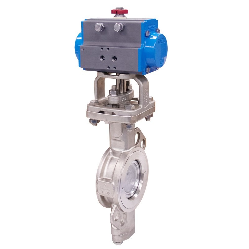 Bonomi DA9300 con Ghibson 9300 Válvula mariposa oblea alto rendimiento ANSI 300 acero-inx PTFE y actuador neumático doble acción