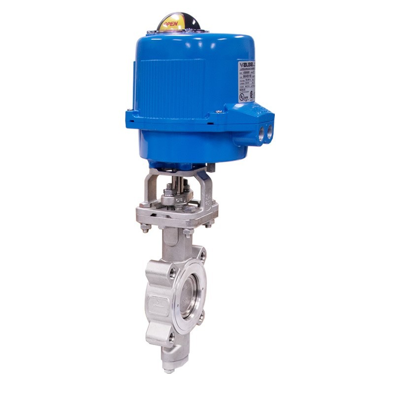 Bonomi ME9101 con Ghibson 9101 Válvula mariposa Lug alto rendimiento ANSI 150 acero inox. PTFE y actuador electrico caja metal