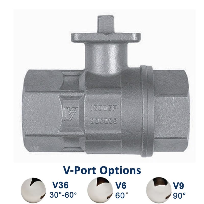 Valpres 700076V NPT thread V-Port V-Ball valve 30-60° 60° 90° Direct Mount with Stainless Steel Body Low operating torque