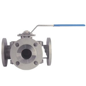 Bonomi 97L150 3-Way L-Ported Block Ball Valve Flanged ANSI 150