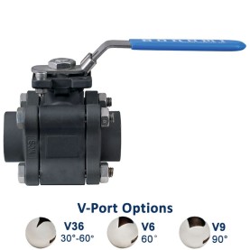 Bonomi M8E630LLV con 630LL Válvula de bola V y Actuador Eléctrico