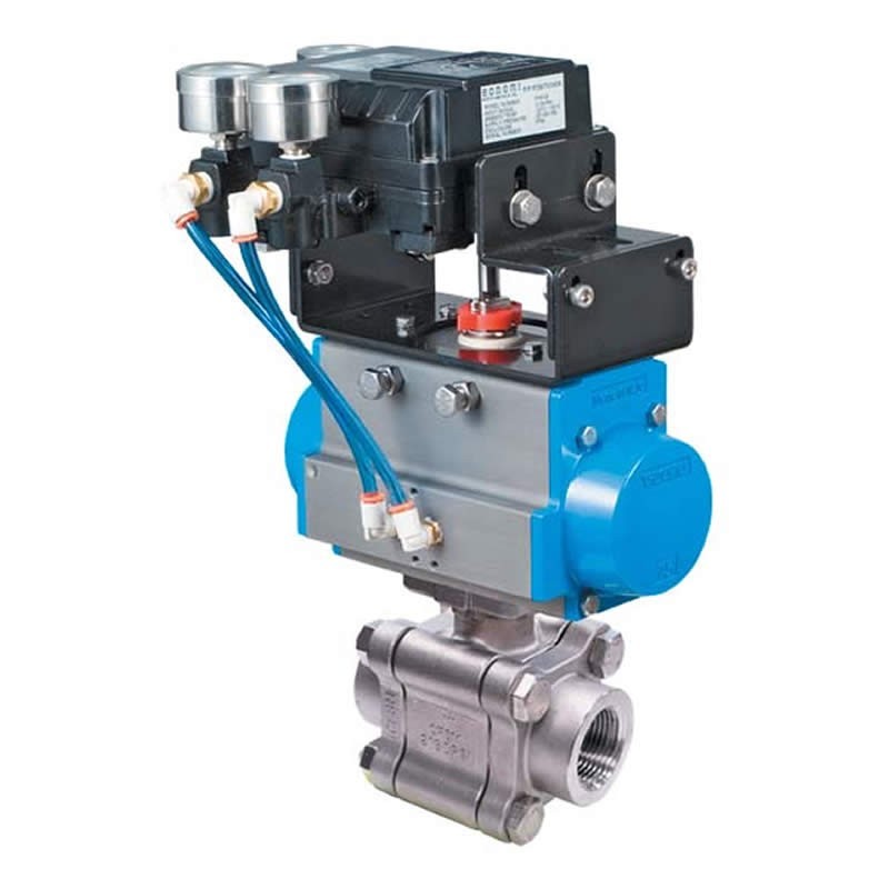 Bonomi PP730LLV with 730LL V Ball Valve HP Full Port Class 900 Stainless Steel NPT and Valbia Pneumatic Actuator with Positioner