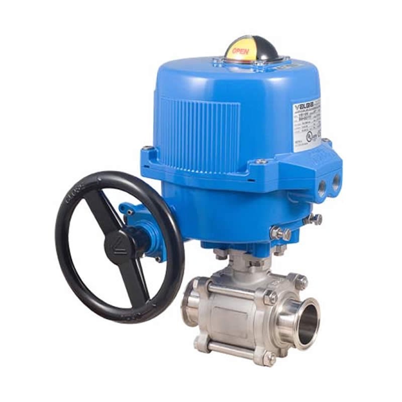 Bonomi M8E770V with 770V Sanitary V Ball Valve Direct Mount S-Steel and Valbia Electric Actuator Metal Enclosure