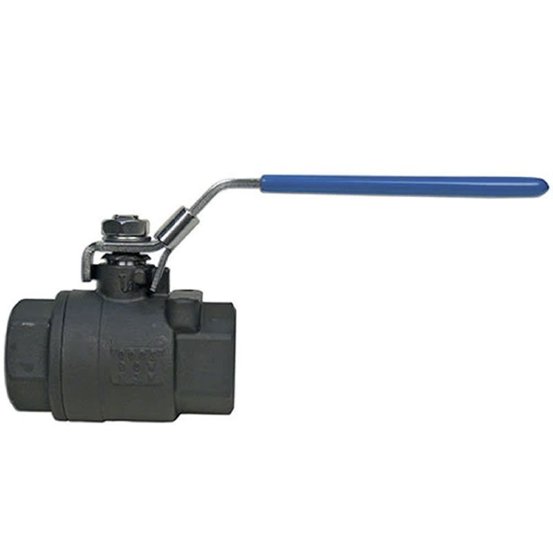 Bonomi 600LL Full Port Ball Valve 2-piece Seal Weld Carbon Steel FNPT Threaded with Actuator Mount Pad and Locking handle