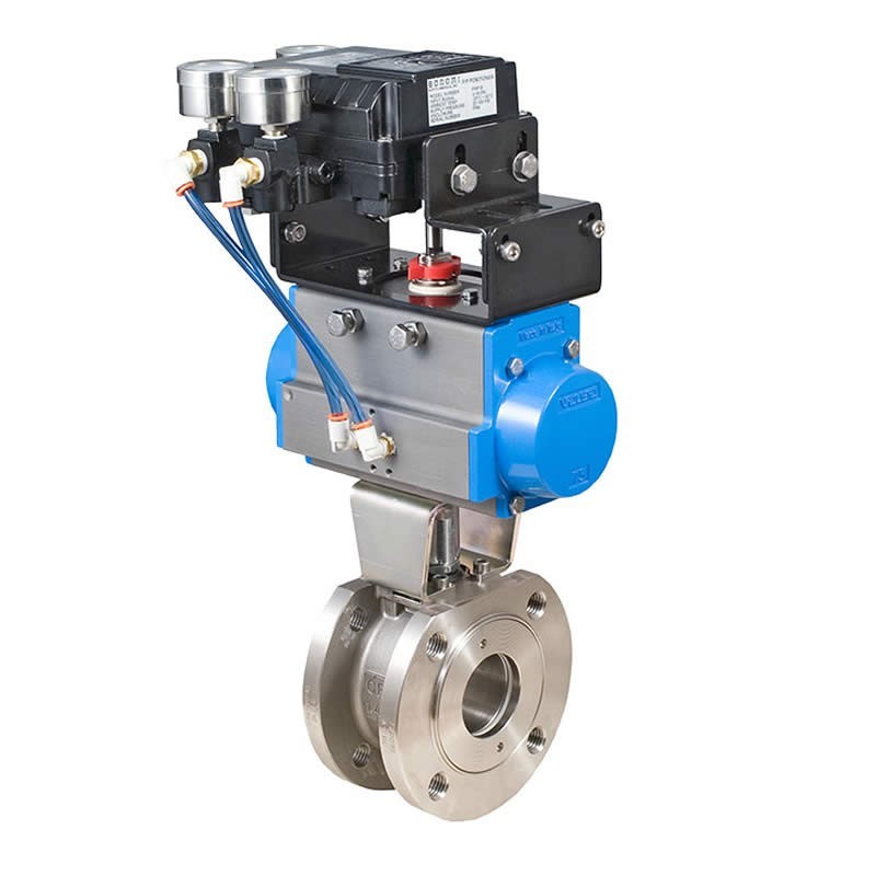 Bonomi EP720370V with Valpres 720370V Wafer Style V-Ball Valve S-Steel and Valbia Pneumatic Actuator and Pneumatic E Positioner