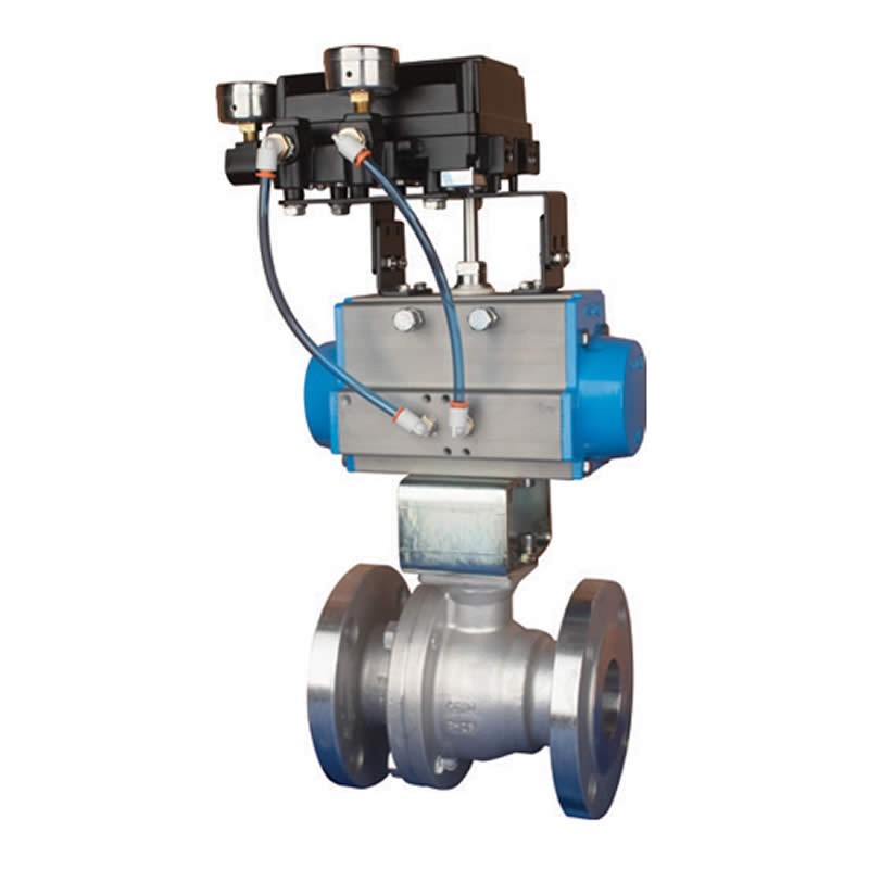 Bonomi PP760021V with Valpres 760021V Wafer Style V-Ball Valve S-Steel and Valbia Pneumatic Actuator and Pneumatic Positioner