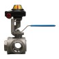 Bonomi 955N LS2-B package with Bonomi 955N T Port Ball Valve S-Steel 3-Way ISO 5211 Direct Mount NPT and LS2-B Limit Switch