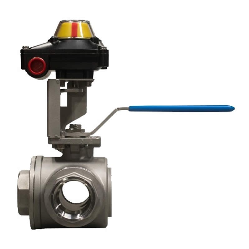 Bonomi 965N LS2-B package with Bonomi 965N L Port Ball Valve S-Steel 3-Way ISO 5211 Direct Mount NPT and LS2-B Limit Switch