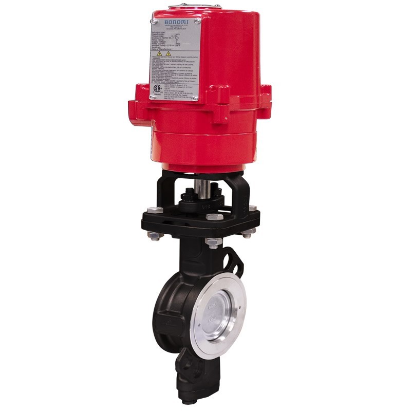 Bonomi EXME8101 con Ghibson 8101 Válvula mariposa Lug alto rendimiento ANSI 150 acero-crbn PTFE y actuador a prueba de explosion