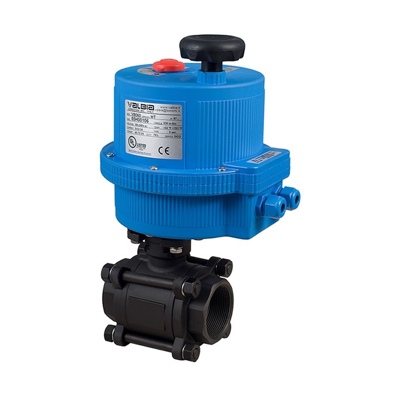 Bonomi 8E0620 with 620LL Carbon Steel Ball Valve 3-piece 2-way NPT thread and Valbia Electric Actuator Plastic plastic enclosure