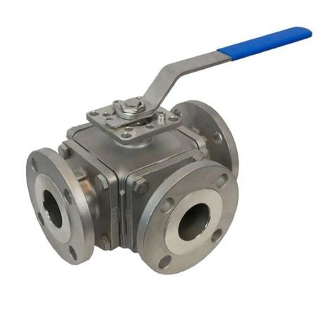 Jomar A766T Válvula de bola Puerto T 3 vías Brida ANSI 150 Acero Inox.