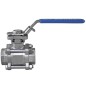 Bonomi 720LL Ball Valve Full Port 3-piece Stainless Steel FNPT Threaded with ISO 5211 Direct Mounting Pad square stem