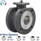 Valpres 724102V Ball Valve Carbon Steel Flanged ANSI 150 Wafer Style 30-60° 60° 90° V-Port Options Direct Mount