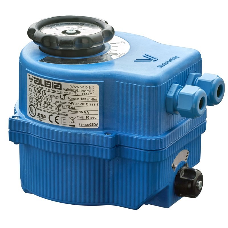 Valbia 85H00101 VB015 100-240V AC Electric Plastic Cover Actuator On/Off Fail in Place Rotation 0°-90° Max Torque 133