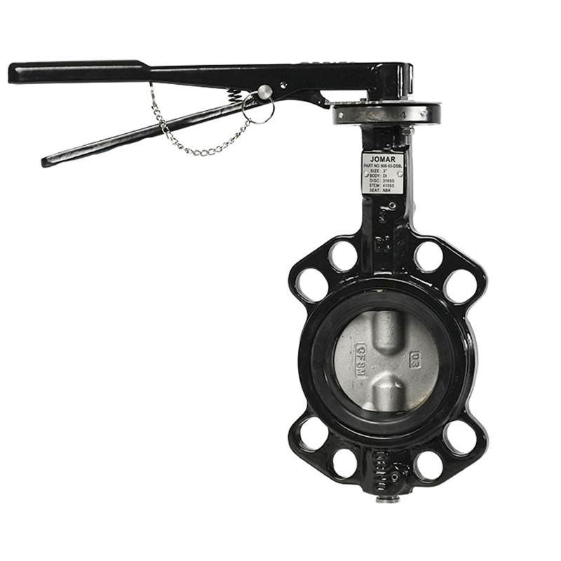 Jomar BFV-Wafer BUNA-N Válvula mariposa estilo lug cuerpo hierro dúctil recubierto epoxi disco acero inox. montaje ISO 5211