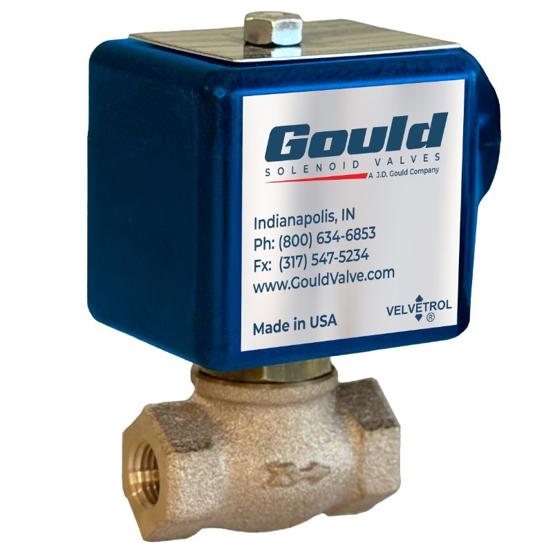 Gould BH-19 Válvula solenoid acción directa bronze para vapor 0-100 psi 338°F asientos Teflon Voltaje de CA