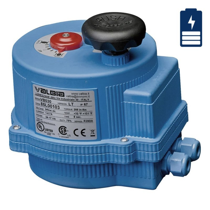 Valbia 85L0CD19 24V AC/DC VB190 Electric Actuator Plastic Cover with Positioner and Battery Backup Maximum Torque 1680