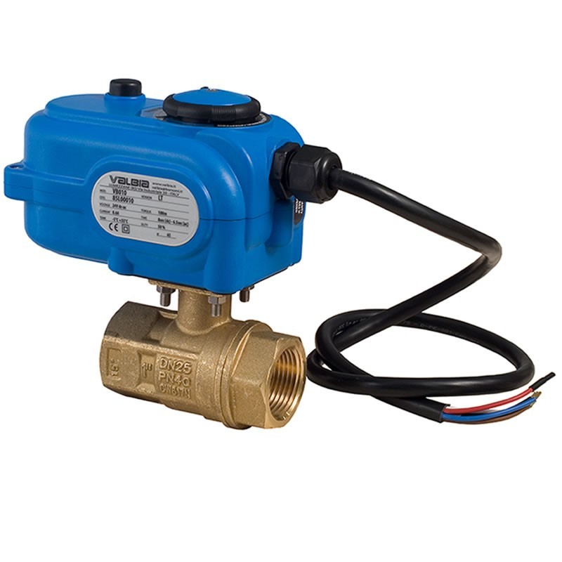 Bonomi 8E864LF with 250NLF 2-Way FNPT Direct Mount Lead Free Brass full port ball valve and Valbia Electric Actuator 85 VB010