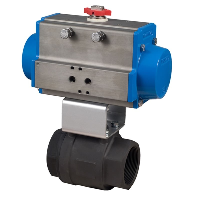 Bonomi 8P0124 with 600LL Carbon Steel Ball Valve 2-piece FNPT Full port vented ball and Valbia Double Acting Pneumatic Actuator