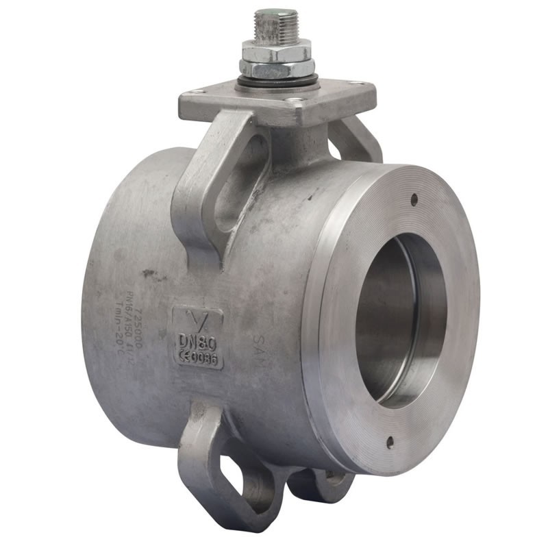 Valpres 725002 True Wafer Ball Valve Flanged ANSI 150 Steam Trim Stainless Steel Full Port Mounting Pad Double D Stem