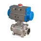 Bonomi 8P0770 with 770 Sanitary Ball Valve S-Steel 3-piece Tri-Clamp Full port 1000 psi and Double Acting Pneumatic Actuator