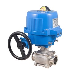 Bonomi M8E0770 with 770 Sanitary SS Ball Valve and Electric Actuator