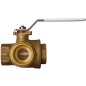 Rubinetterie Bresciana 355N LF Lead Free Brass Ball Valve 3-way FNPT T-flow pattern Pressure 400 WOG-100 WSP Direct Mount