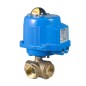 Bonomi M8E065LF with 355NLF Lead Free Brass Ball Valve 3-way FNPT T-Port 400 WOG and Valbia Electric Actuator Metal enclosure