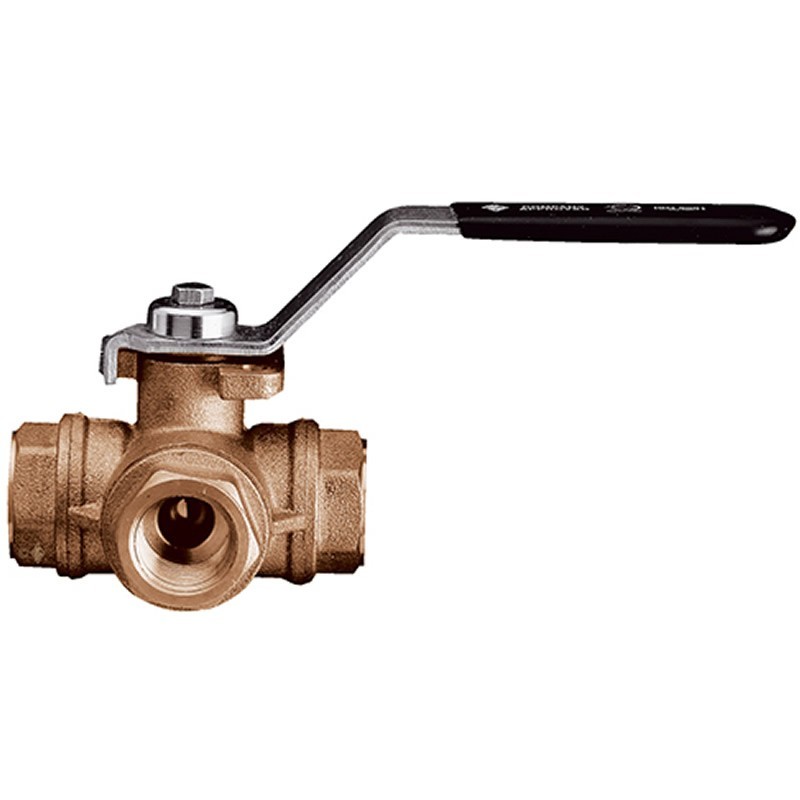 Rubinetterie Bresciana 355N Brass Ball Valve 3-way Reduced Port FNPT T-flow pattern Pressure 400 WOG-100 WSP