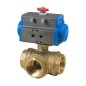 Bonomi 8P0131 with RB 355N Brass Ball Valve 3-way FNPT T-Port Pressure 400 WOG and Valbia Spring Return Pneumatic Actuator