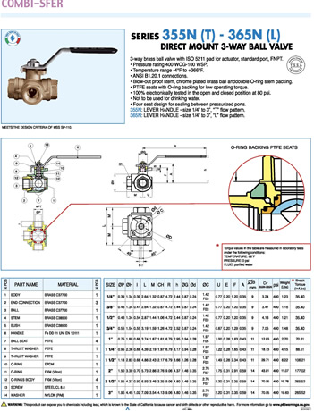 Bonomi Valve 355N and 365N Specification