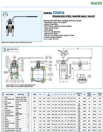 Valpres Valve 720016 Specification