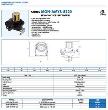 Bonomi MON-AMYB-5220 Specification