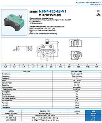 Bonomi NBN4-F25-E8-V1 Specification