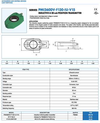 Bonomi PMI360DV-F130-IU-V15 Specification